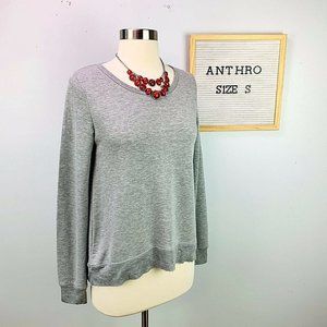 Postage Stamp Anthropologie Gray Pullover Sweater Sweatshirt Raw Hem Womens S